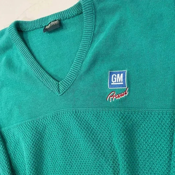 Vintage Outer Reef Activewear GM Proud 80s/90s Teal Blue Knit Sweater Men’s 1X - Picture 2 of 5